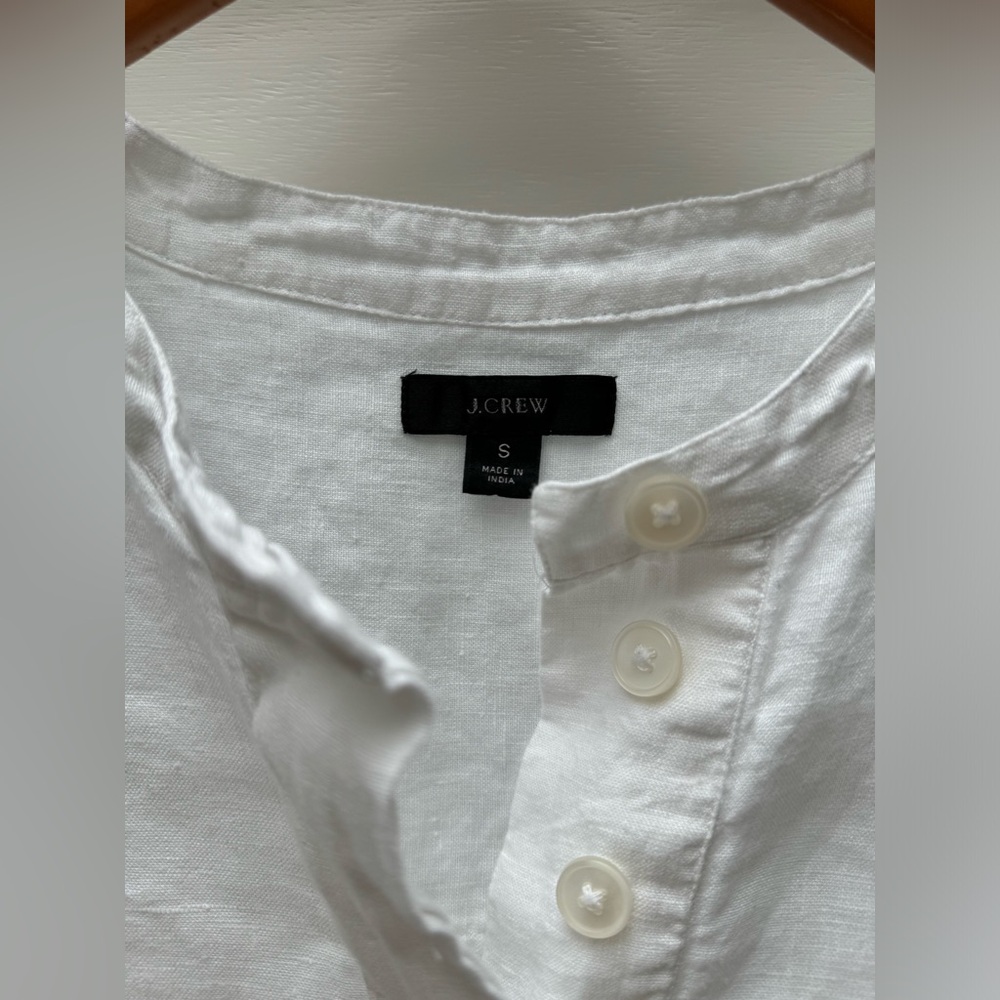 J. Crew White Linen Tunic Top - Picture 3 of 8